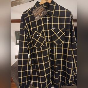 Black and Yellow Plaid Men's Shirt